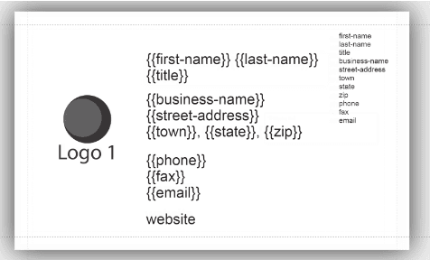 Text block with mustache logic added, referencing the tag-name variables