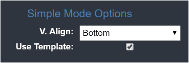 Simple Mode Options panel with vertical alignment and the Use Template toggle